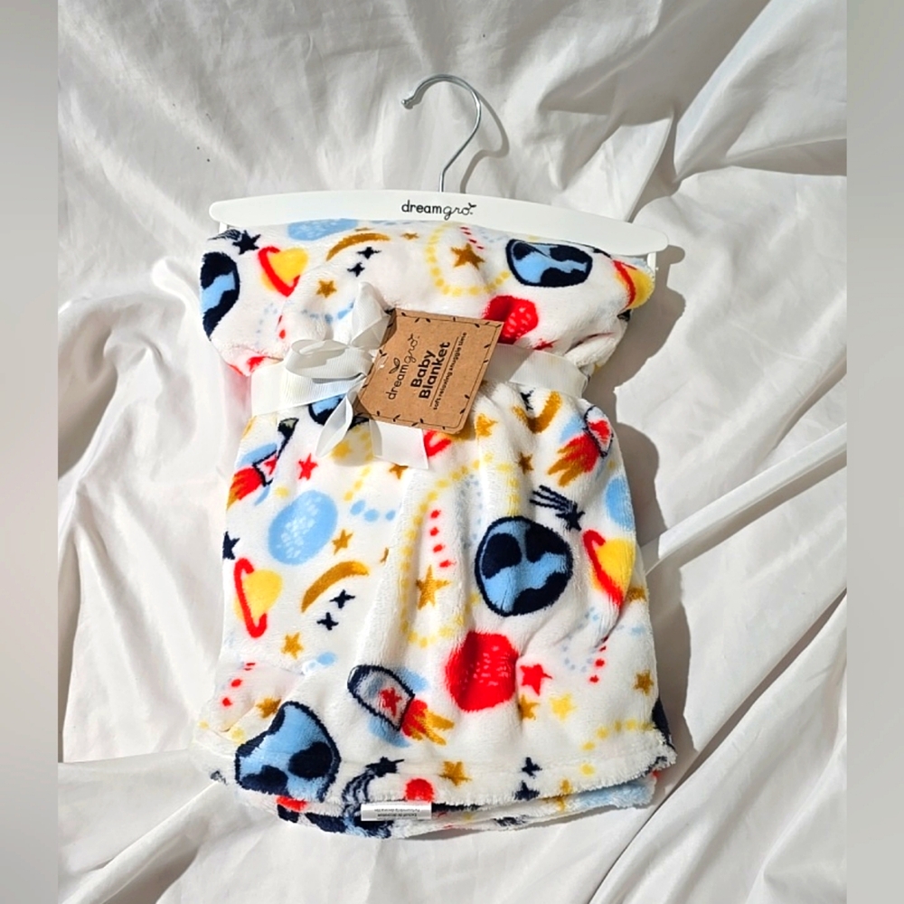 NWT Dreamgro Space Planet Baby Fleece Blanket Security Soft Plush Moon Spaceship